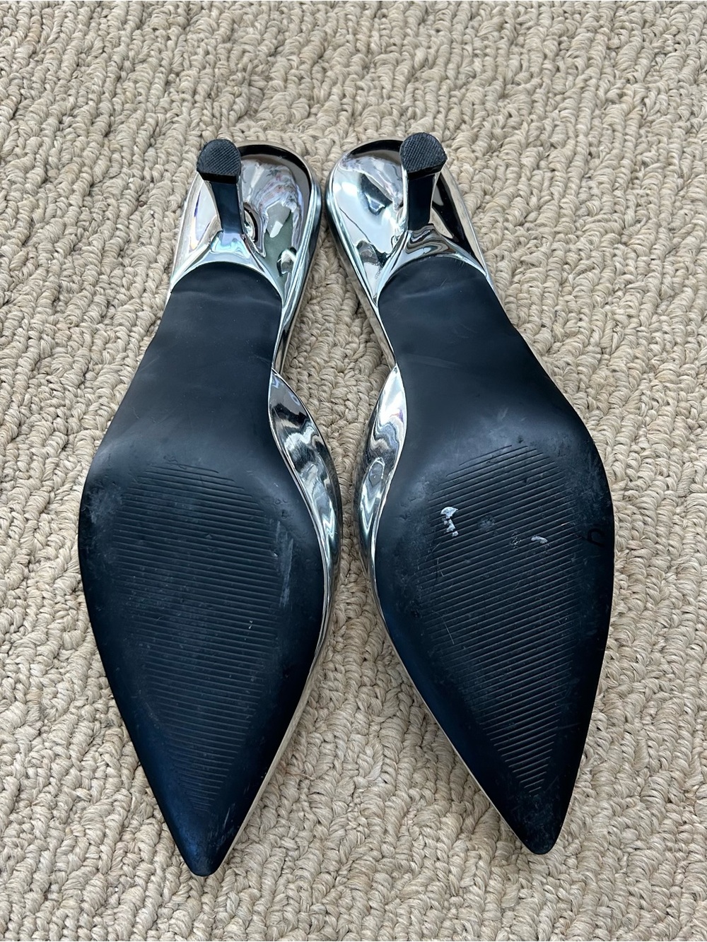 Steve Madden Silver Pointed-Toe Mule Heels - Picture 3 of 4